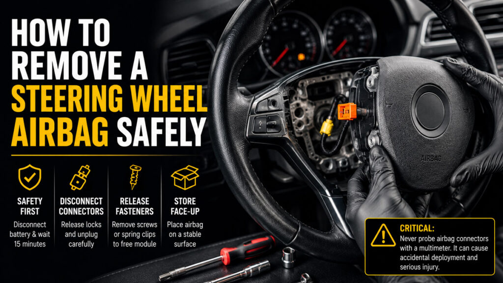 how to remove steering wheel airbag