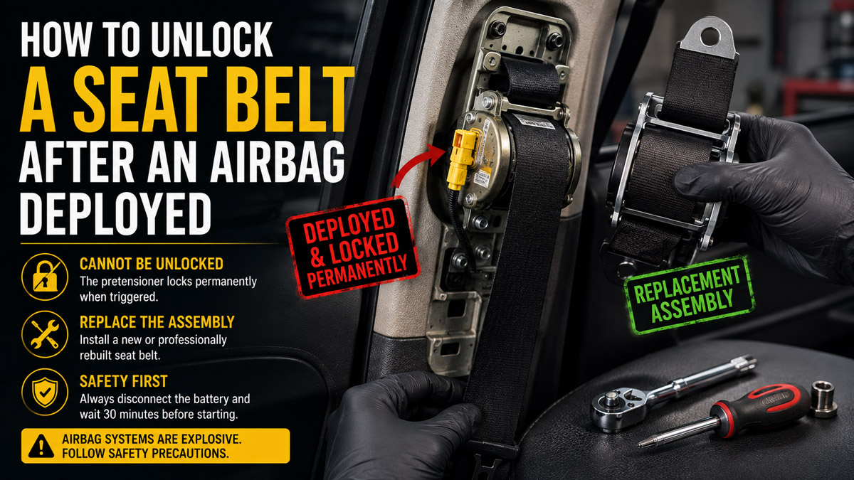 how to unlock seat belt after airbag deployed